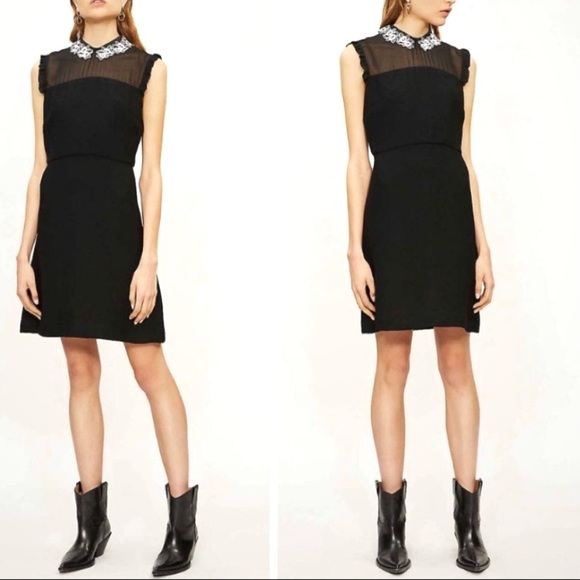 Sandro Dresses & Skirts - NWT Sandro Floral Embroidered Collar Ribbed Dress size 2